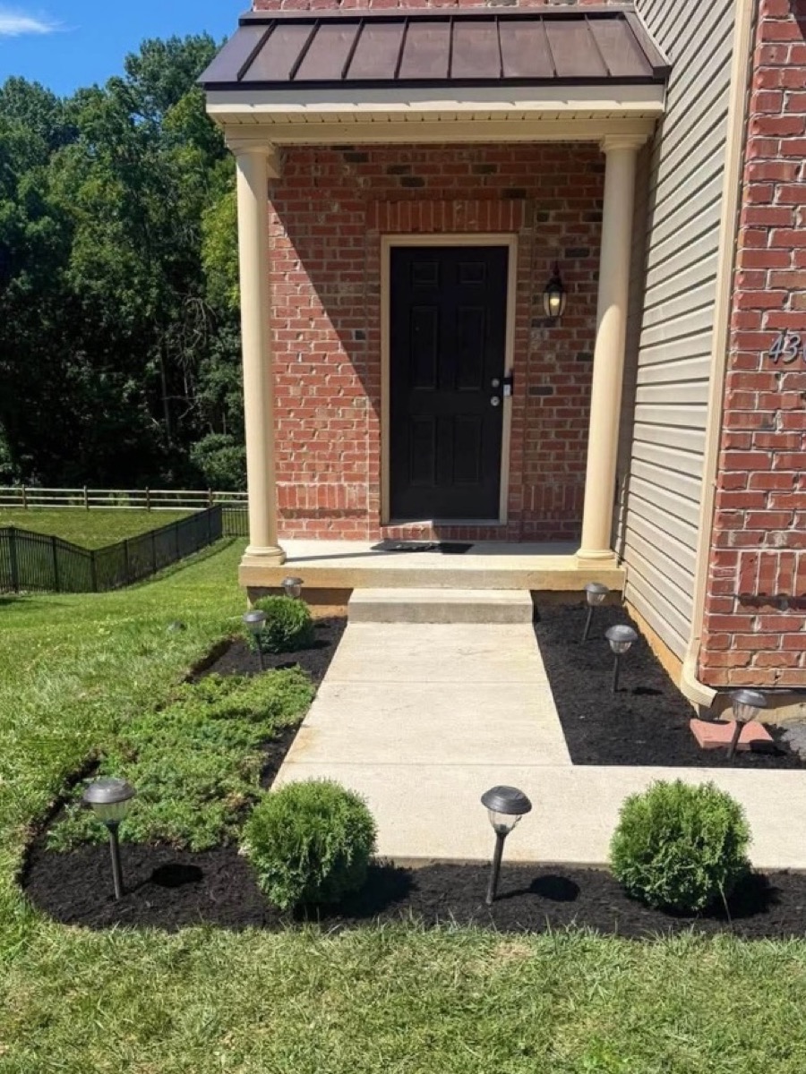 After landscape cleanup and mulch installation